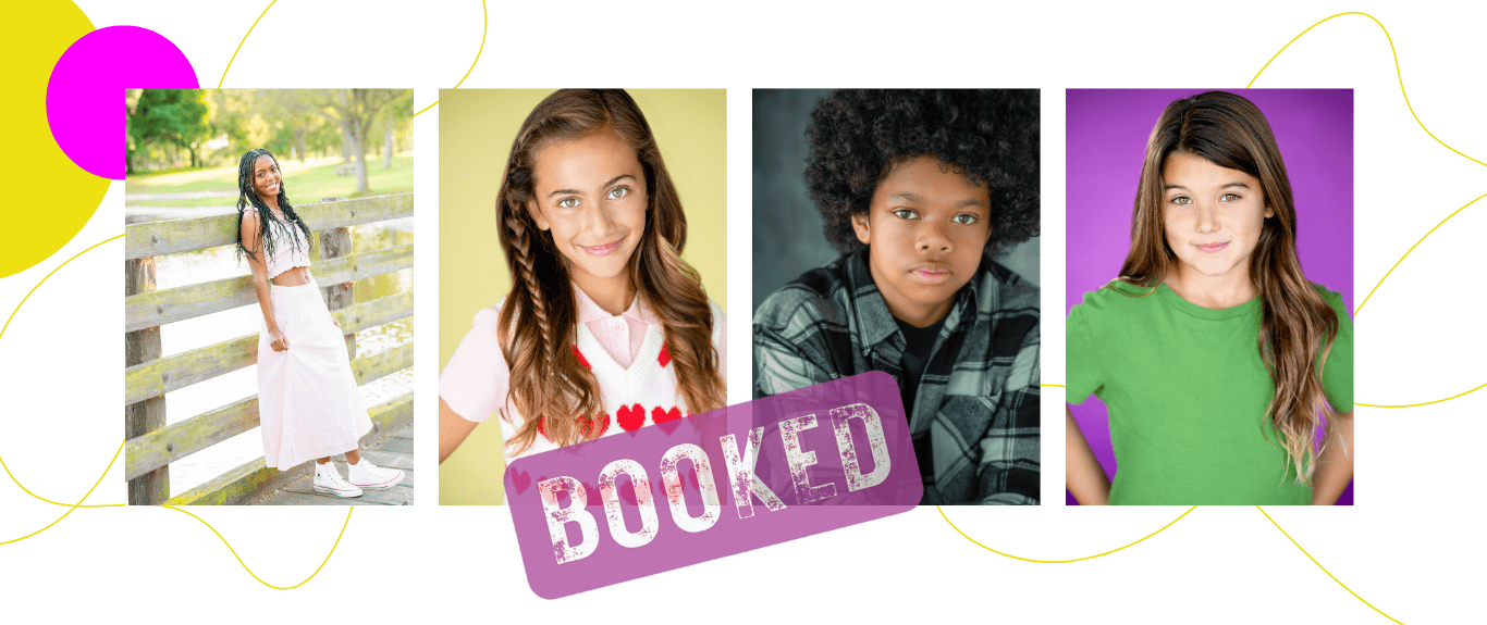 4 kids headshots who have booked acting work