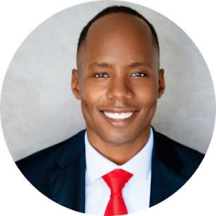 Business Headshot young black man with a red tie