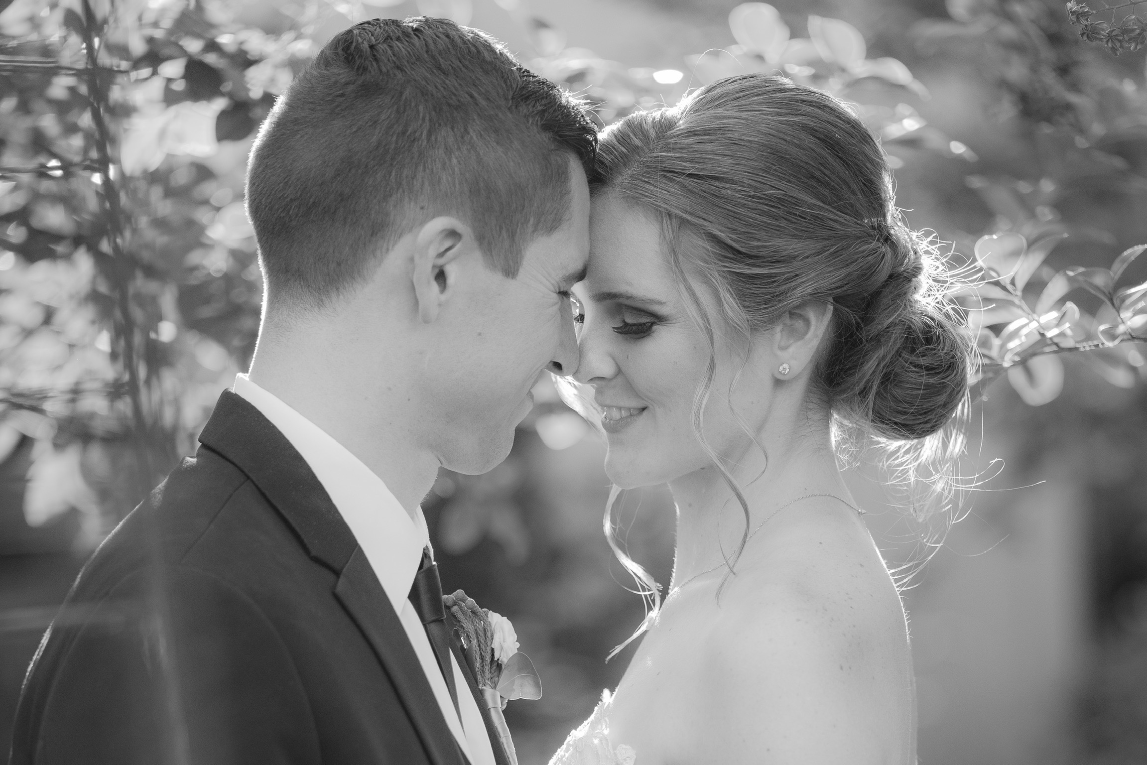 black and white wedding portrait