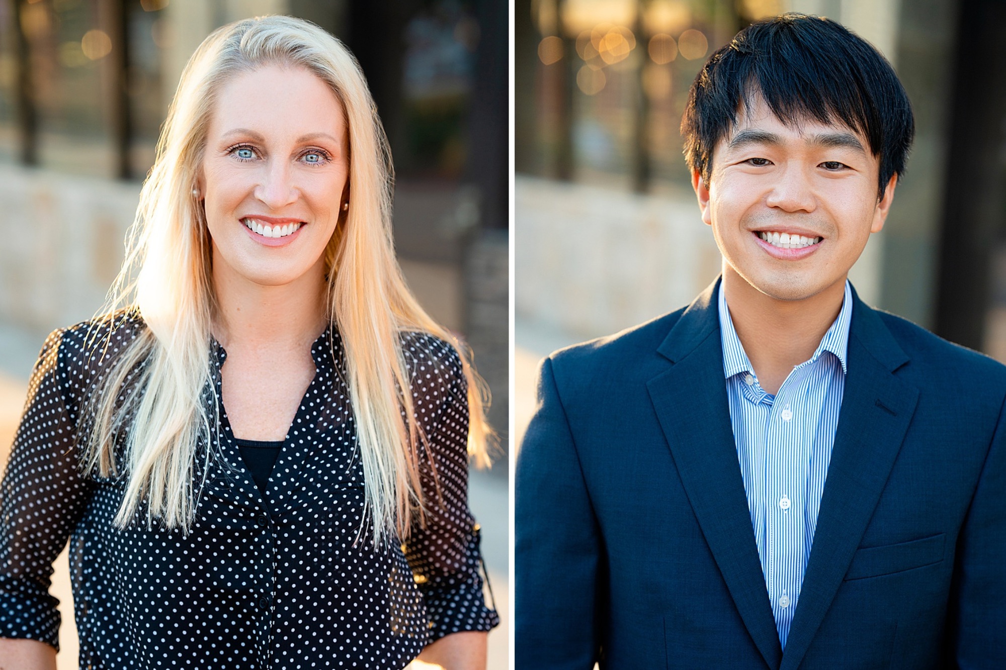 business headshots of a young woman and a ma