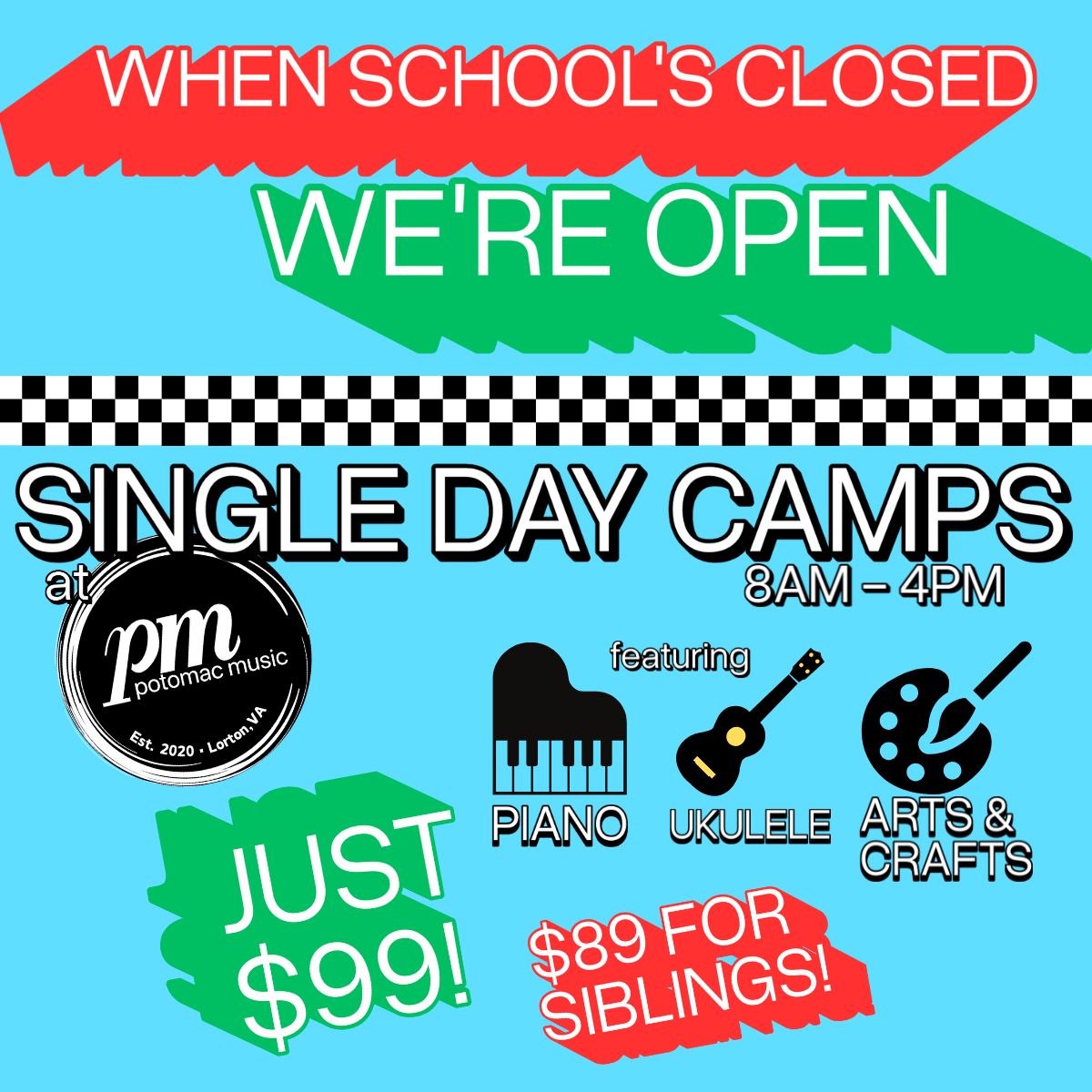 Single Day Camp at Potomac Music in Lorton, VA