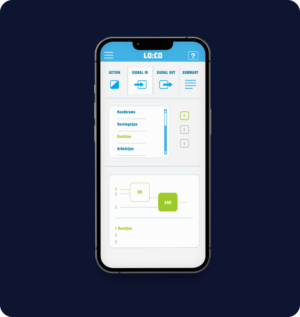 Steg 3 av LO:CO instruktioner bild på mobiltelefon med LO:CO app