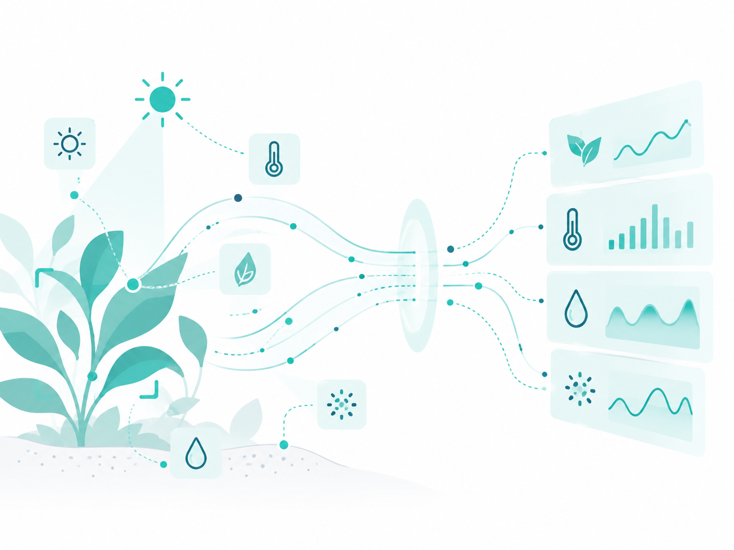 Conceptual illustration of sensors collecting and interpreting real-world data