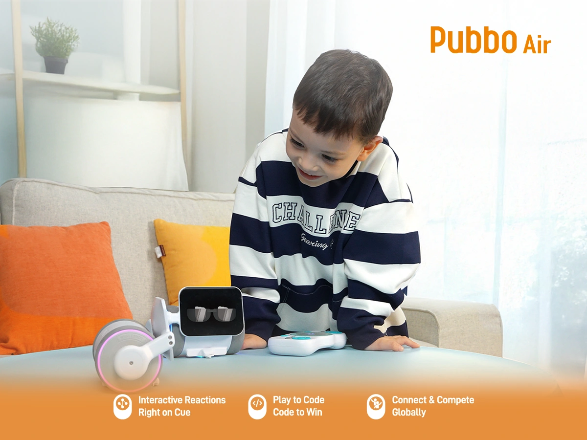 A cute little boy is looking at pubbo air with smile