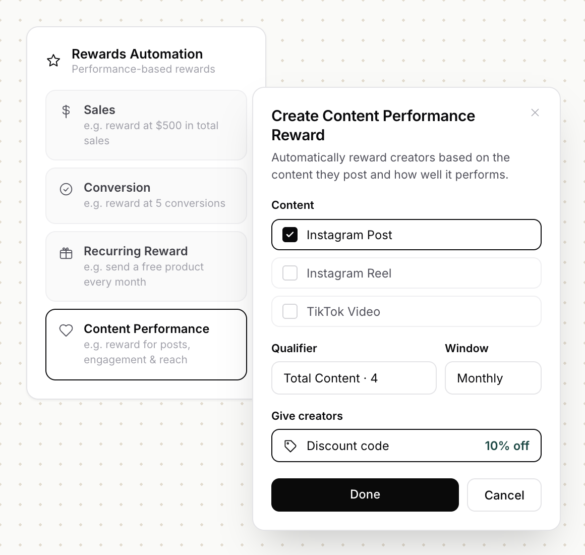Content Performance Reward