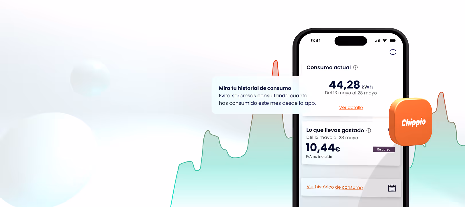 Mockup de la app de chippio y notificación.