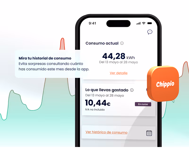 Mockup de la app de chippio y notificación.