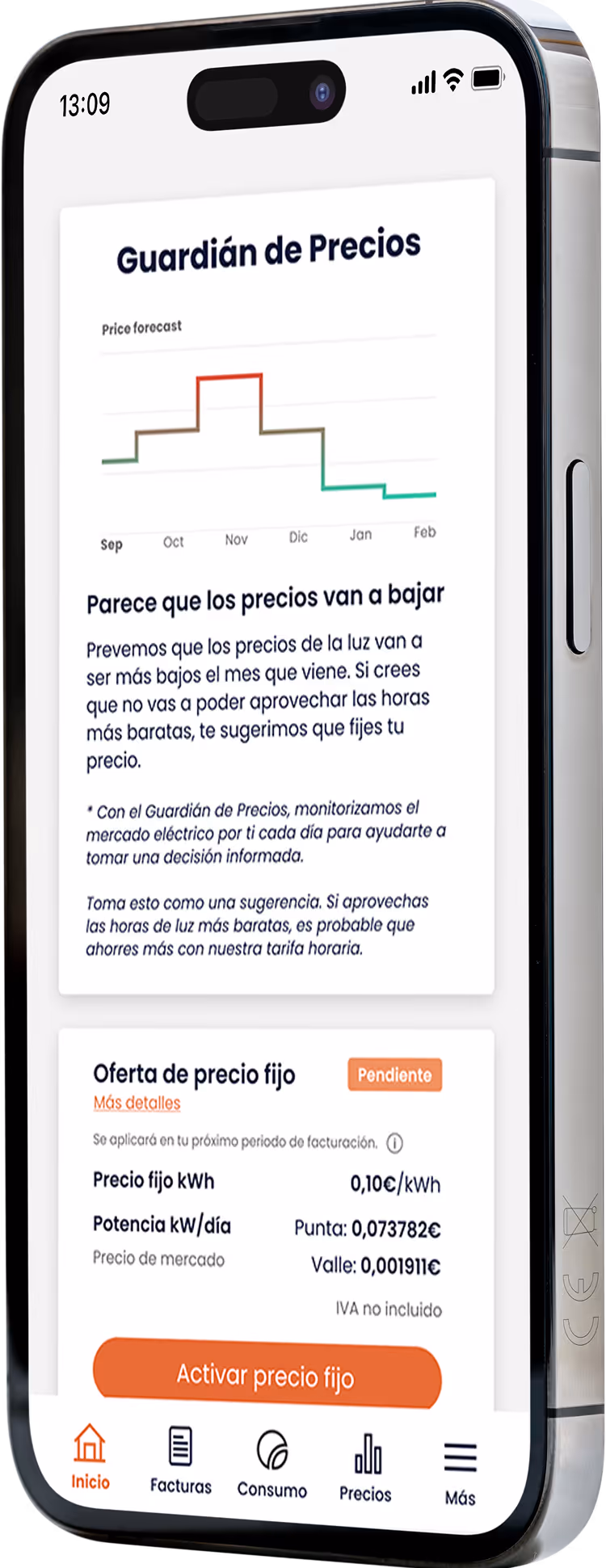 Mockup de la funcionalidad Guardián de Precios