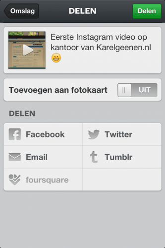 Video delen Instagram