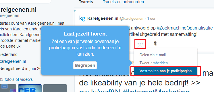 6 Tweet pinnen