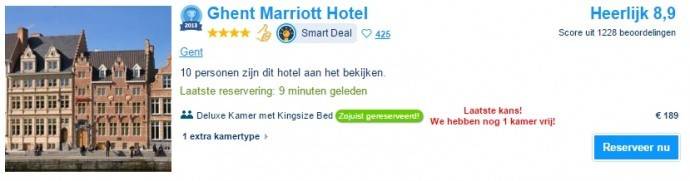 Voorbeeld schaarste booking.com