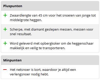 Voorbeeld coolblue - minpunten heggenschaar