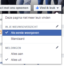 FB als eerste weergeven screenshot