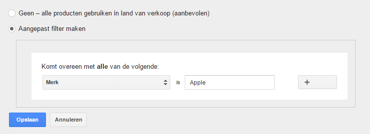 productfilter-op-campagneniveau google shopping