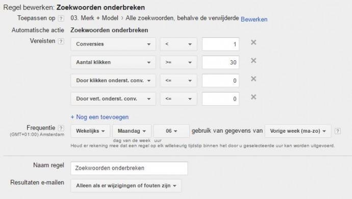 zoekwoorden onderbreken