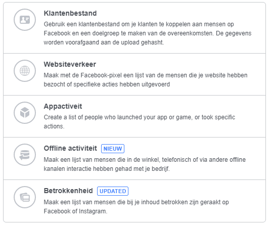 facebook aangepaste doelgroepen