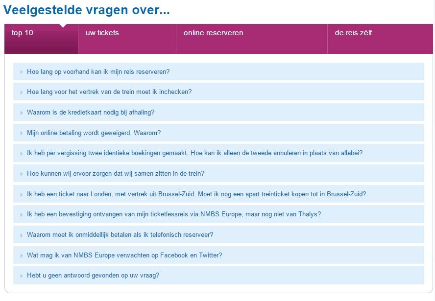Top 10 Veelgestelde vragen van de NMBS
