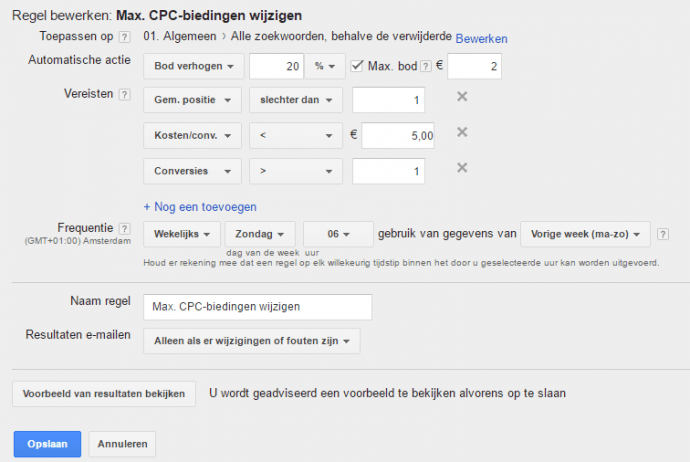 max cpc toevoegen screenshot