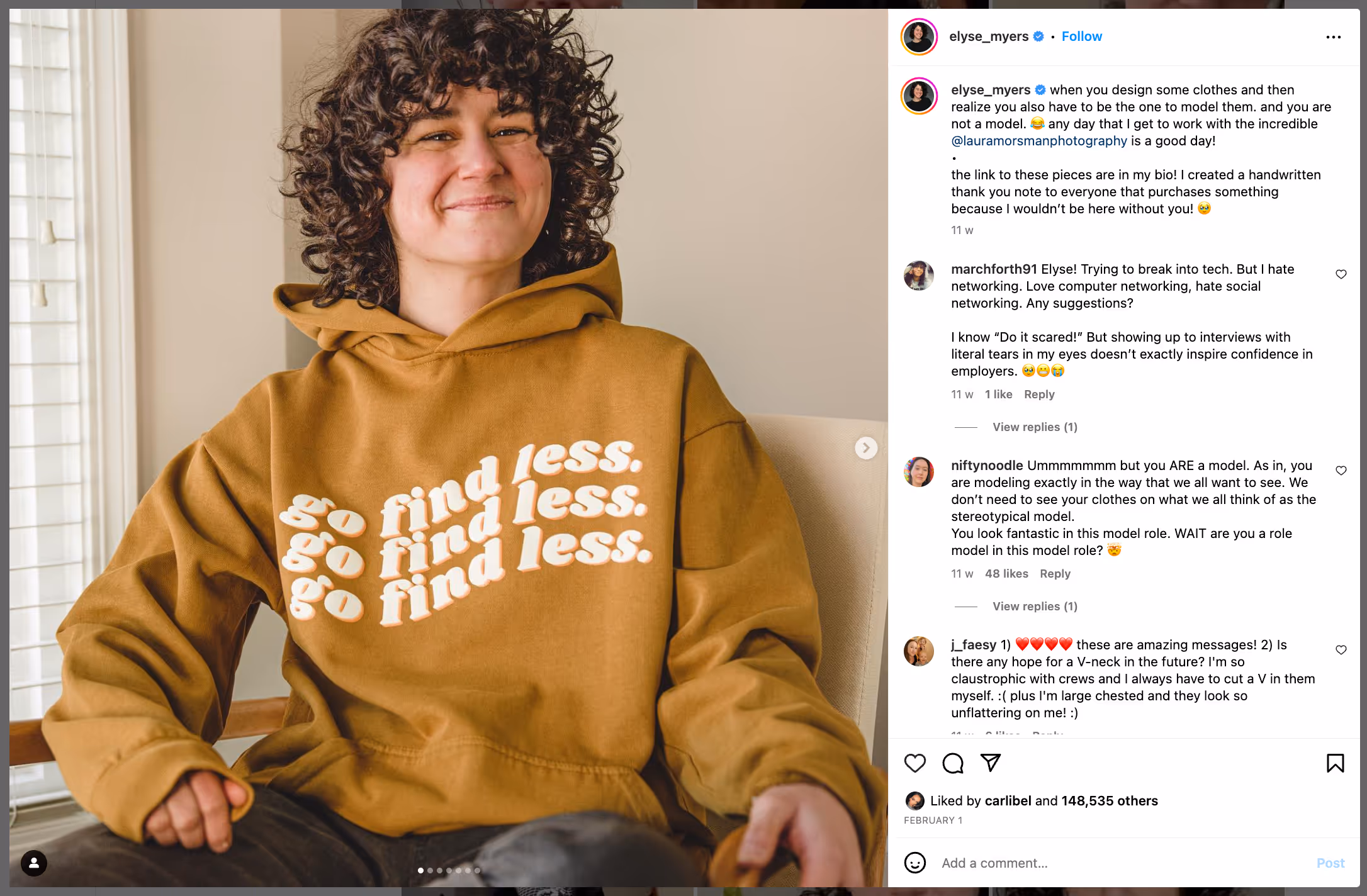 Mega influencer promotes clothing line