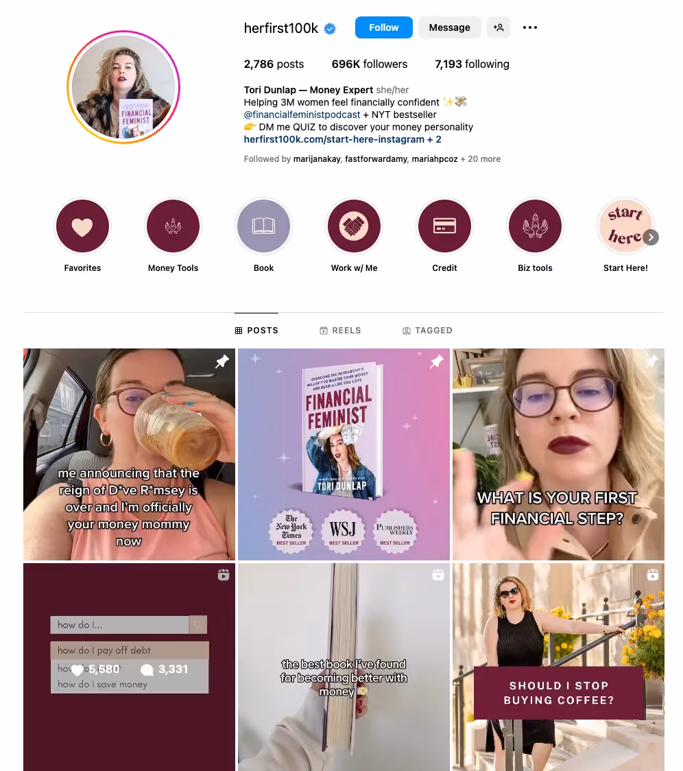 Her First 100k Instagram page