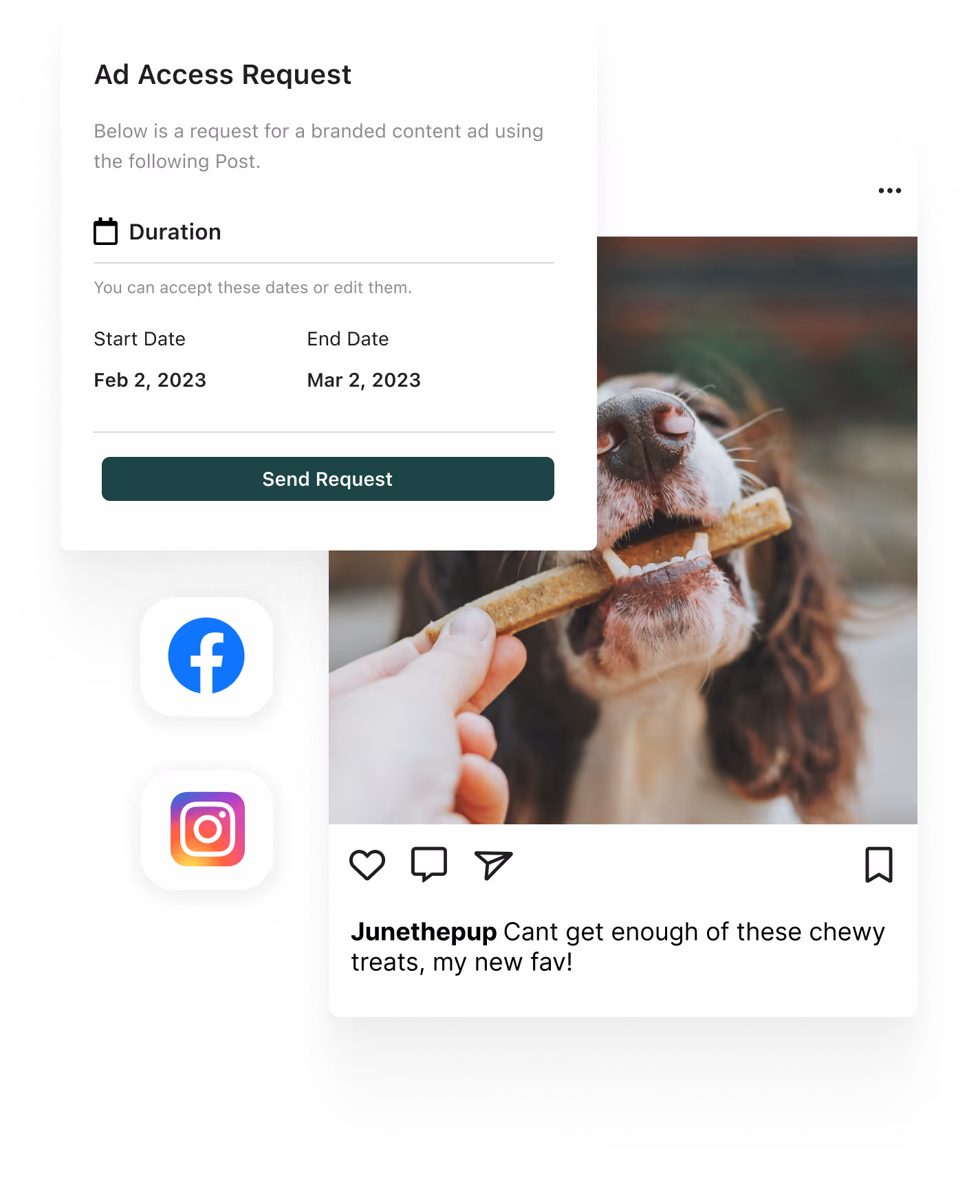 Request branded ad access directly through aspire with the branded content ad feature