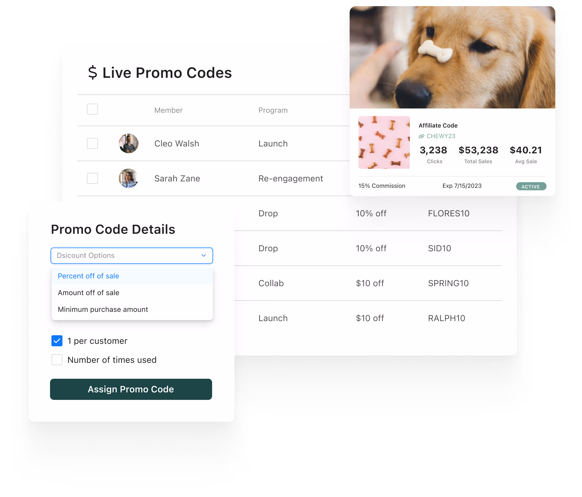 Generating affiliate codes on Aspire