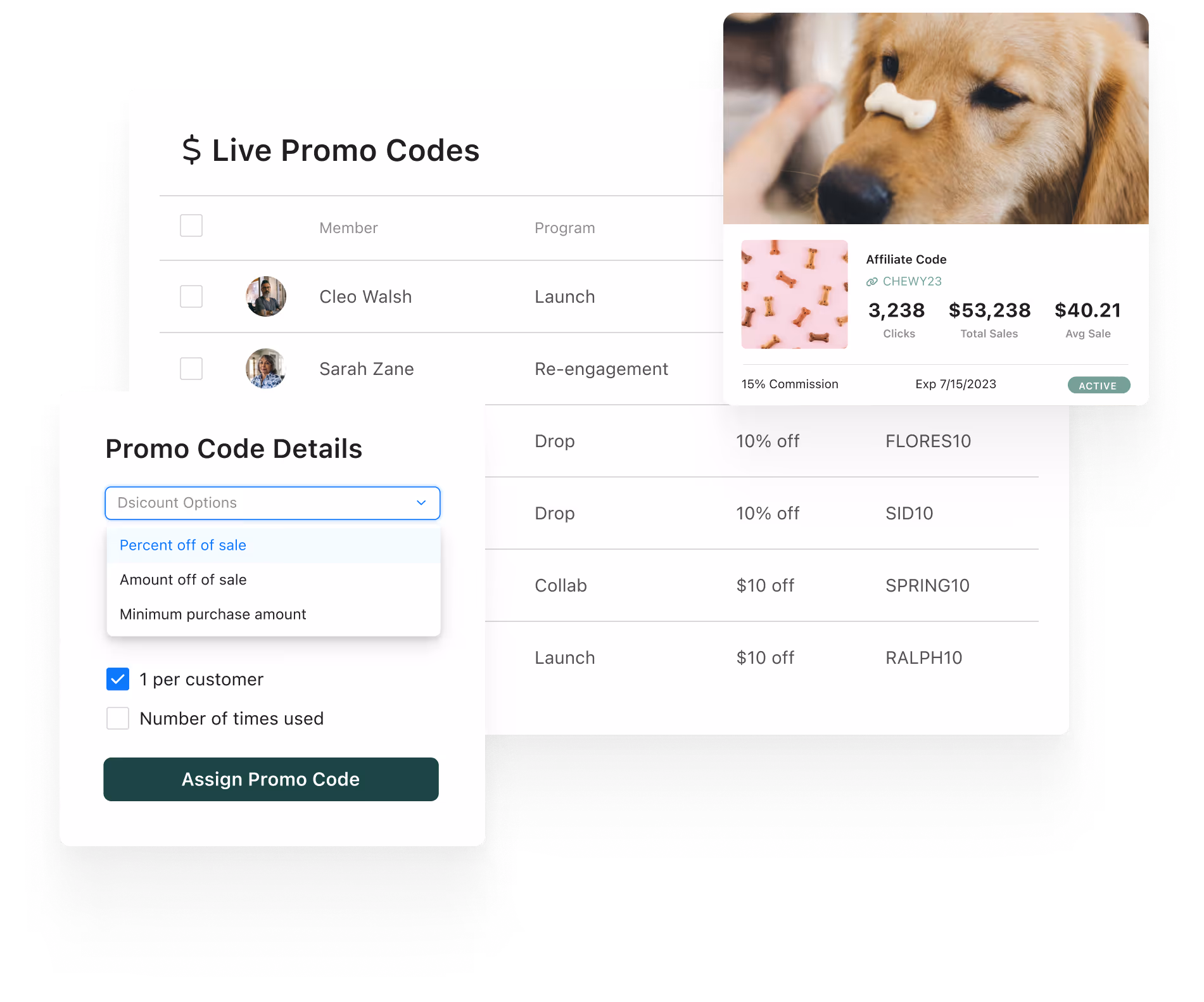 Aspire Sales Promo Code Dashboard