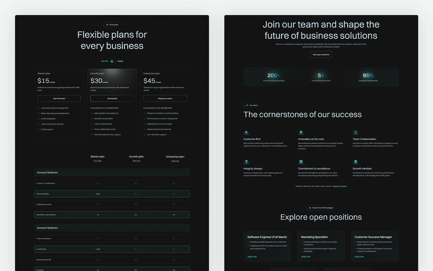 dark mode software website template