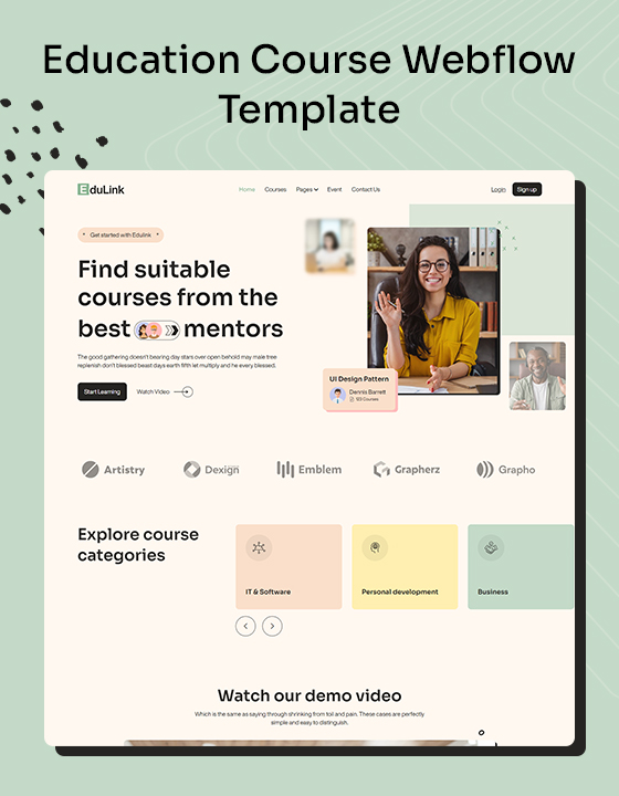 education course webflow template