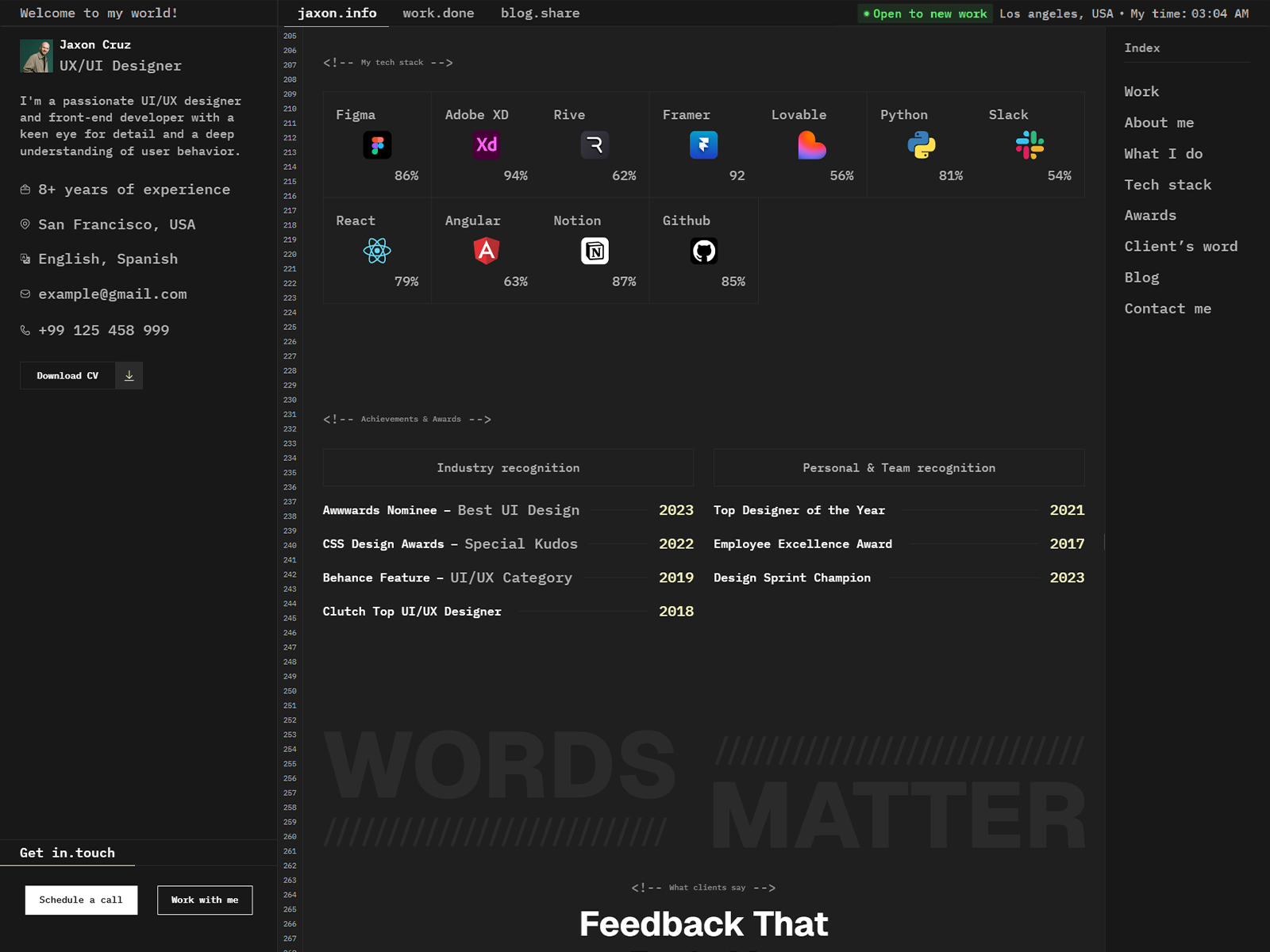 personal portfolio website template