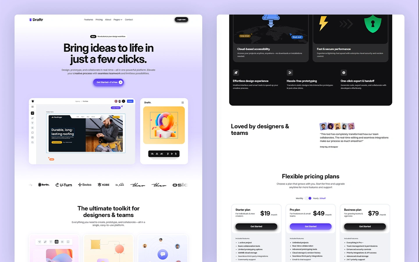 saas software website template
