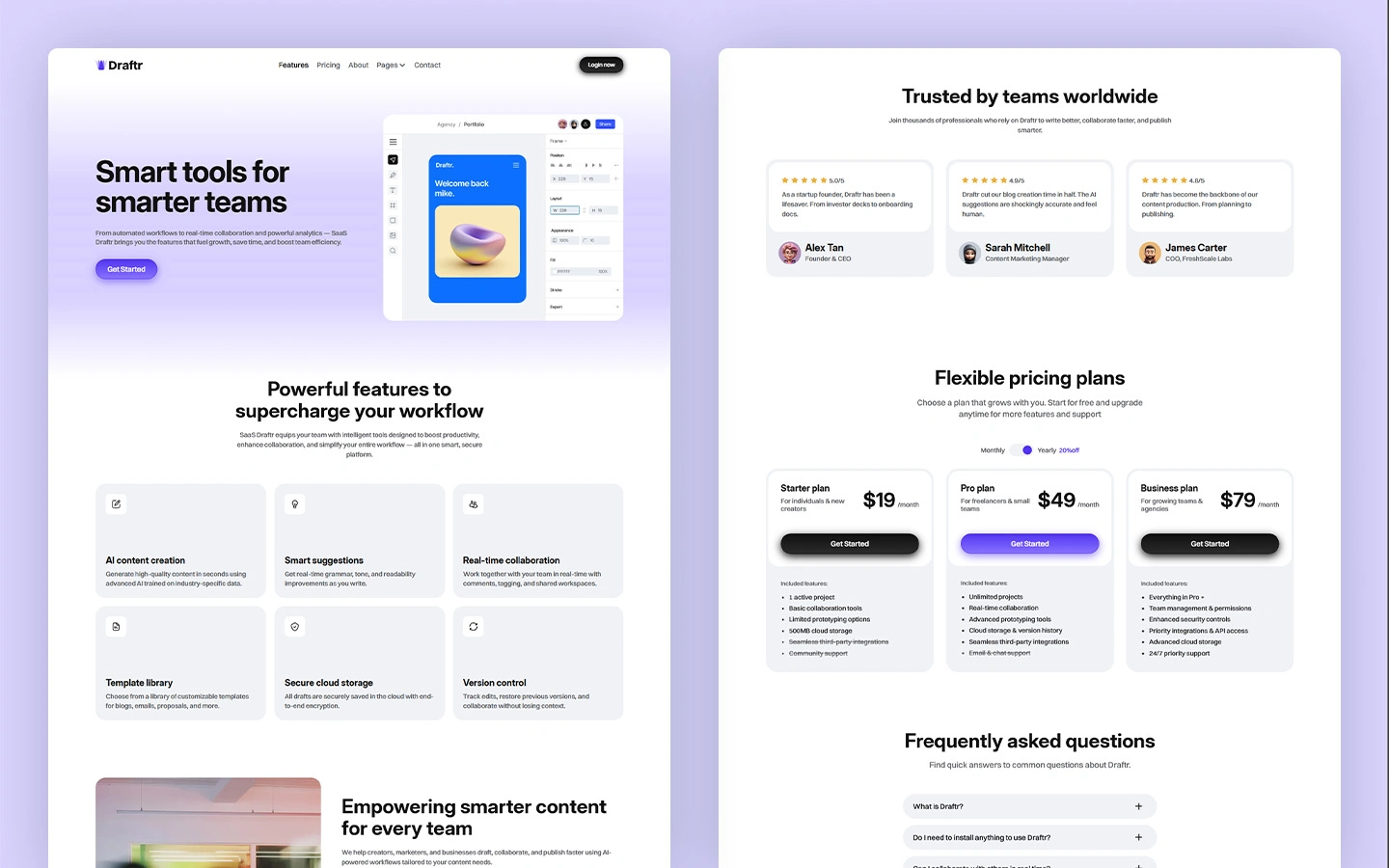 professional saas website