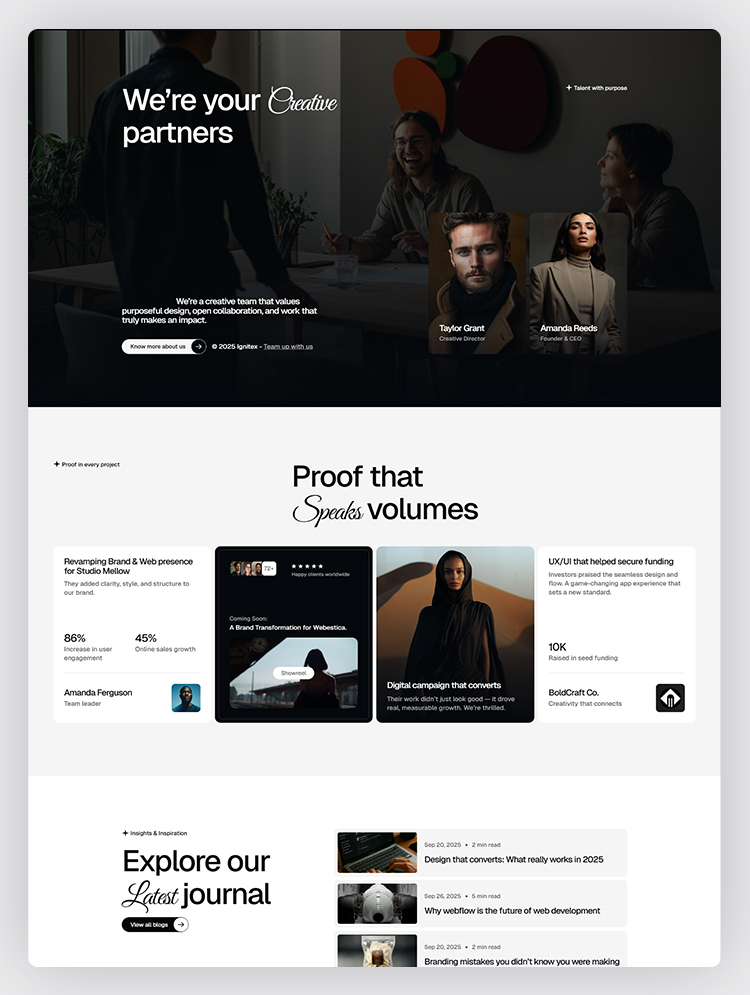 minimalist digital agency webflow template