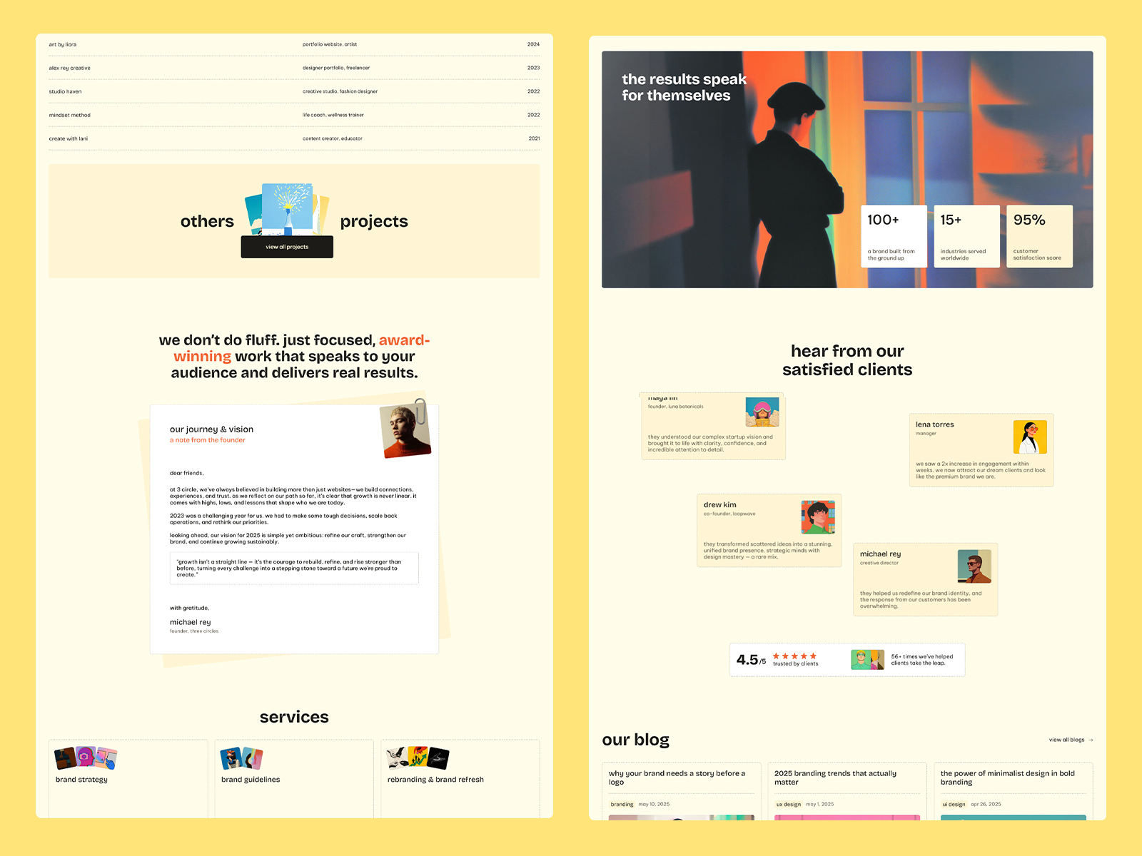 One page agency framer template
