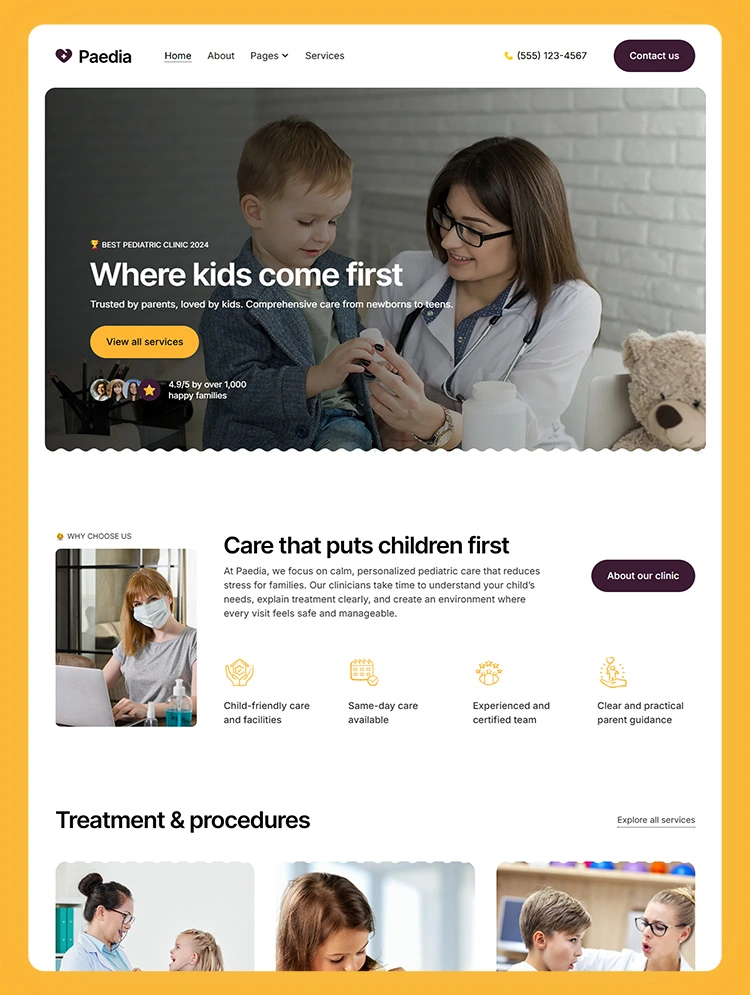 modern child care webflow template