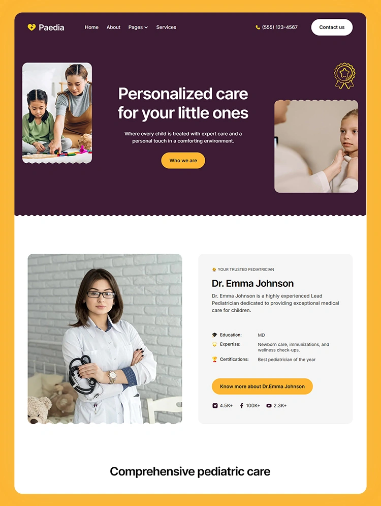 modern child care webflow template