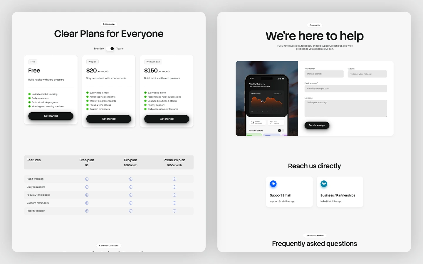 workout app landing page