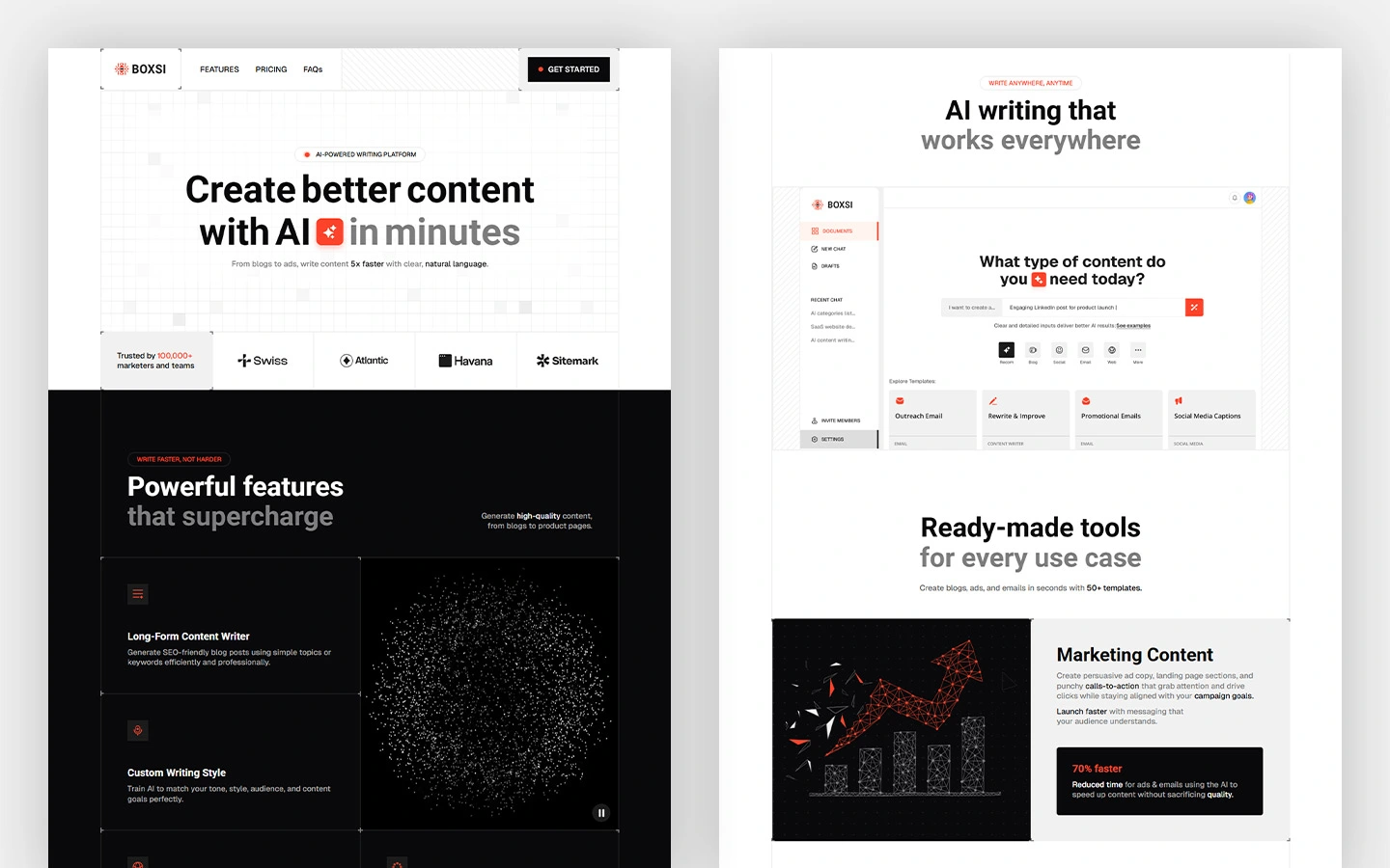 ai writing assistant website webflow template