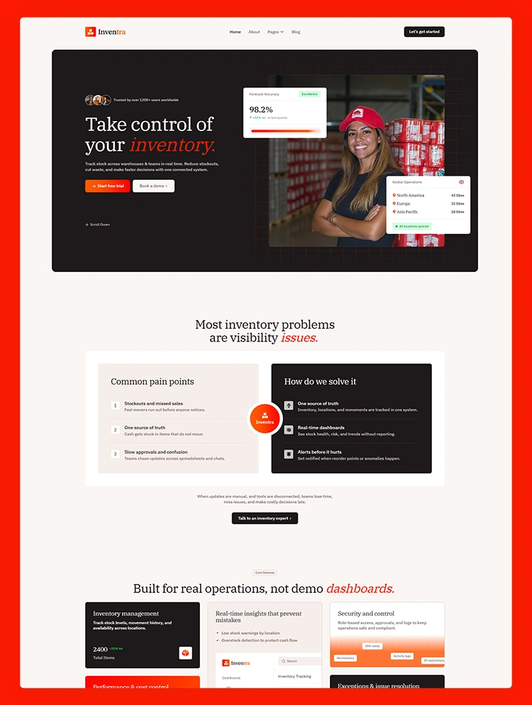 inventory optimization webflow template