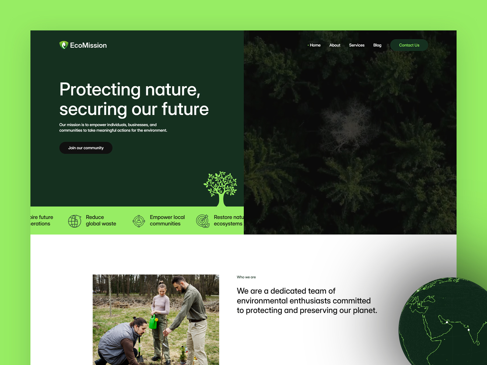 EcoMission nonprofit framer website template