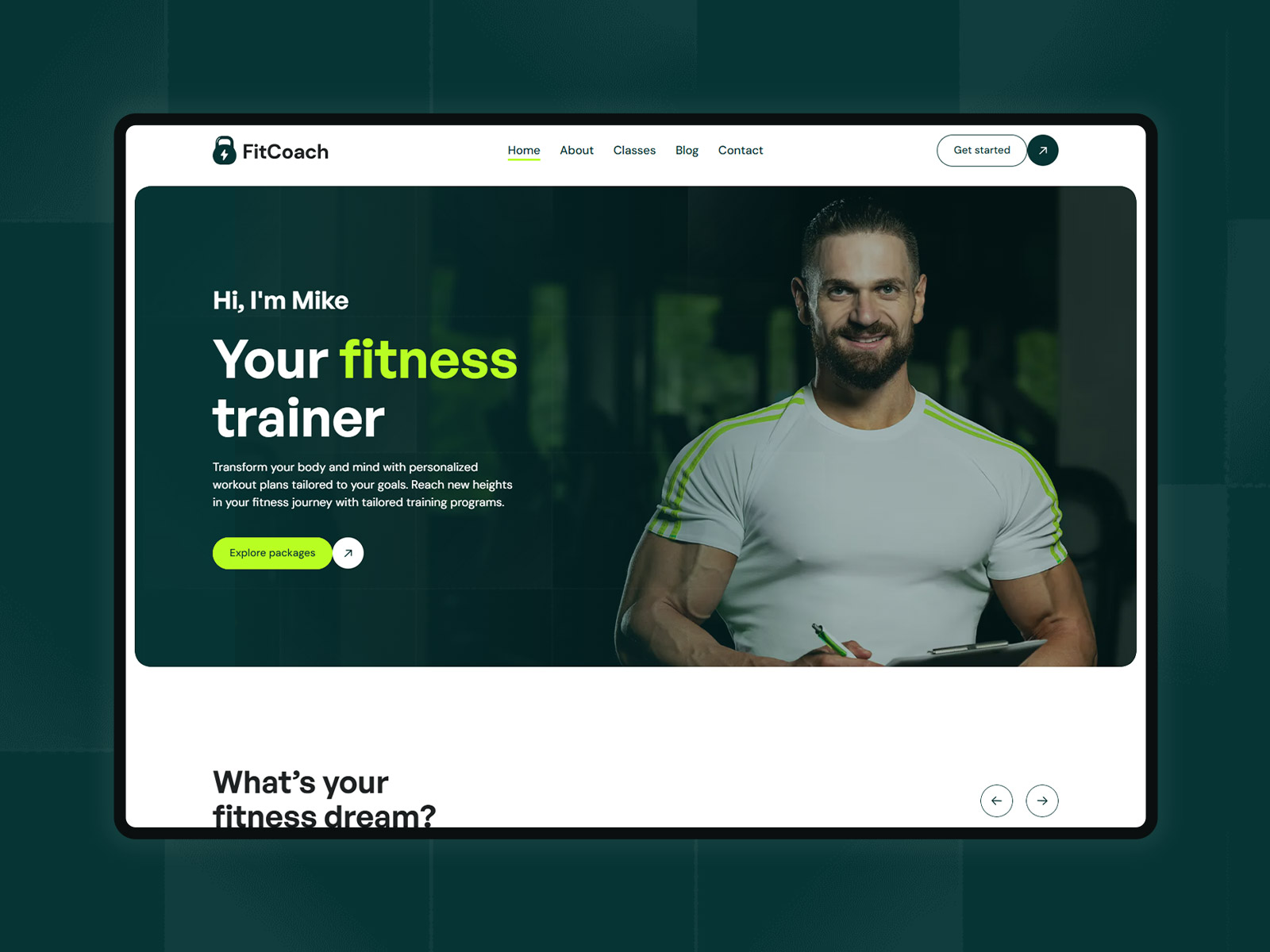 Personal trainer fitness framer website template