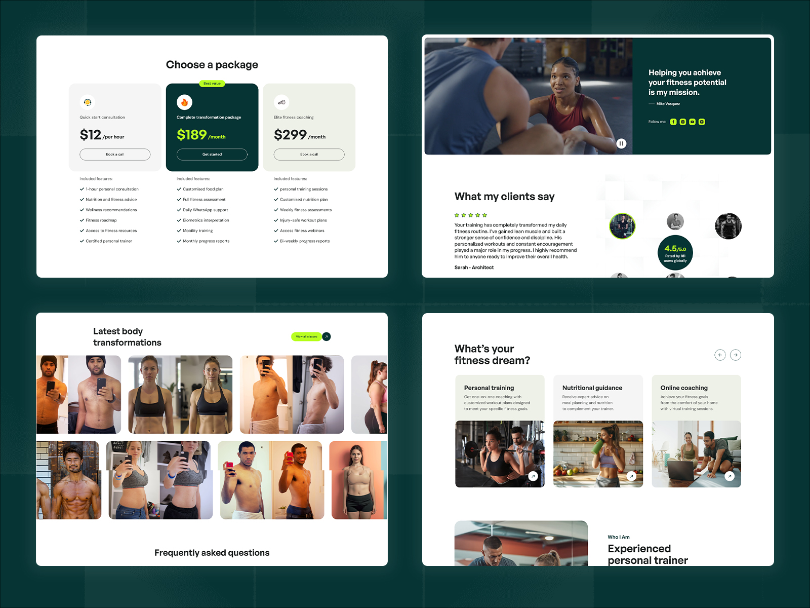 Personal trainer fitness framer website template