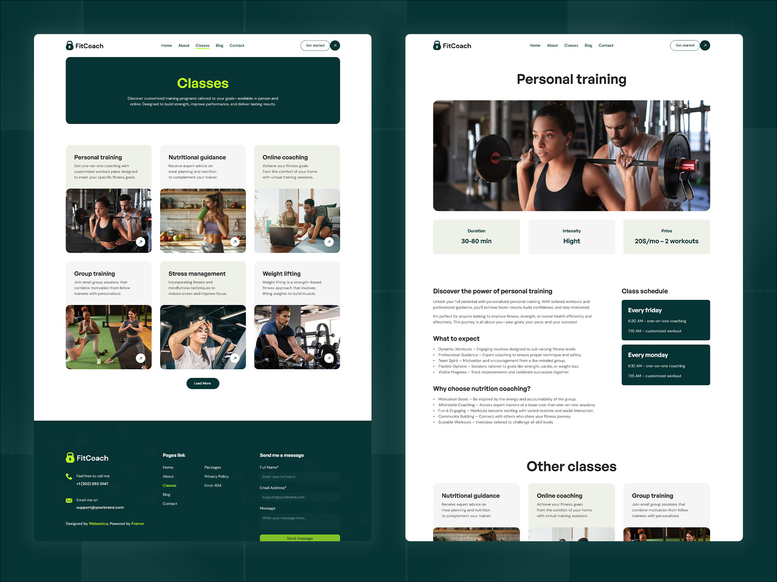 Fitness coach website template