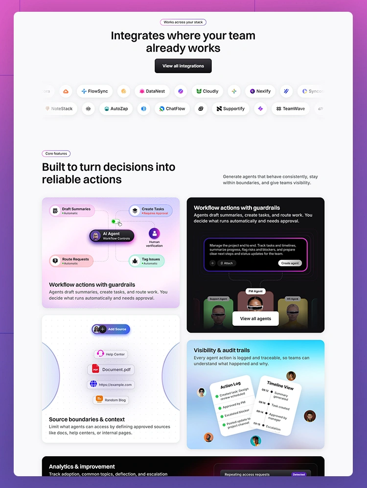 ai agent platform webflow template