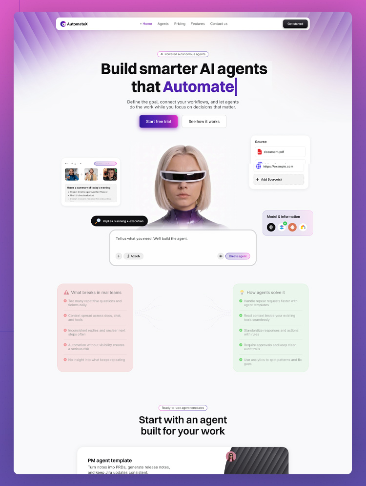 ai agent platform webflow template