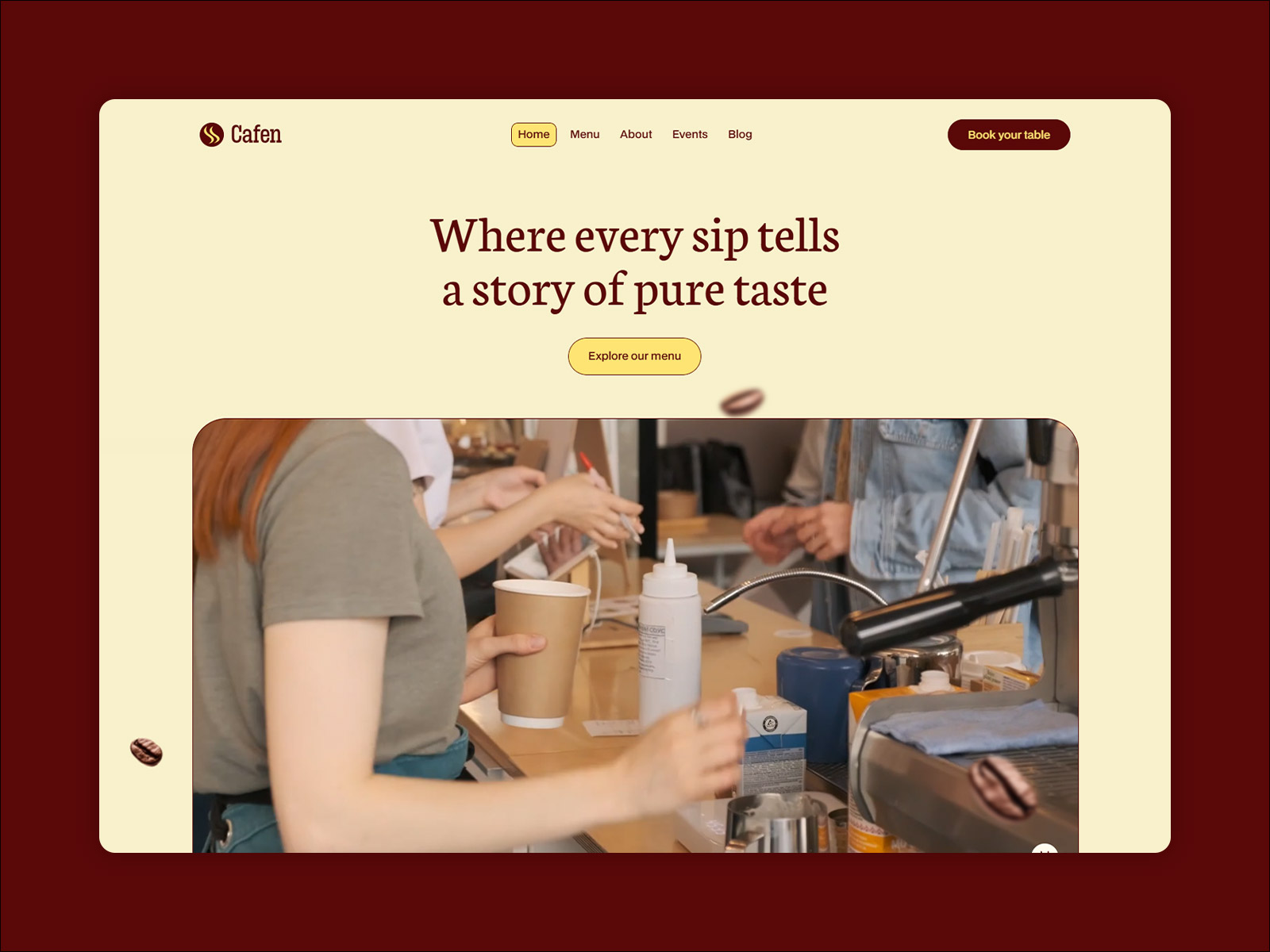 Cafe restaurant framer website template
