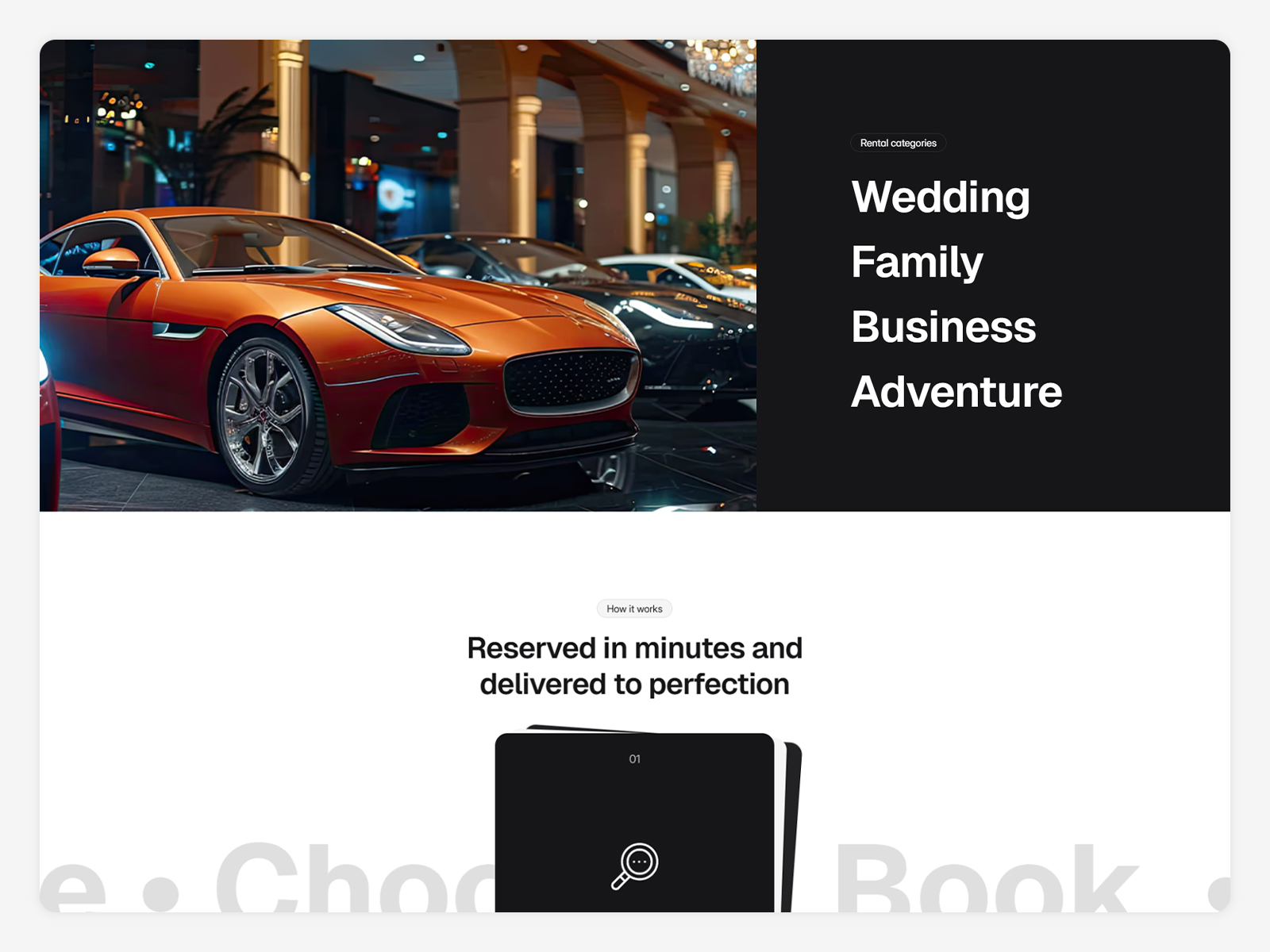 Vehicle booking website landing page