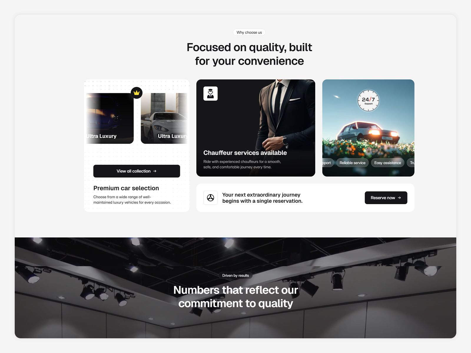 Vehicle booking website landing page