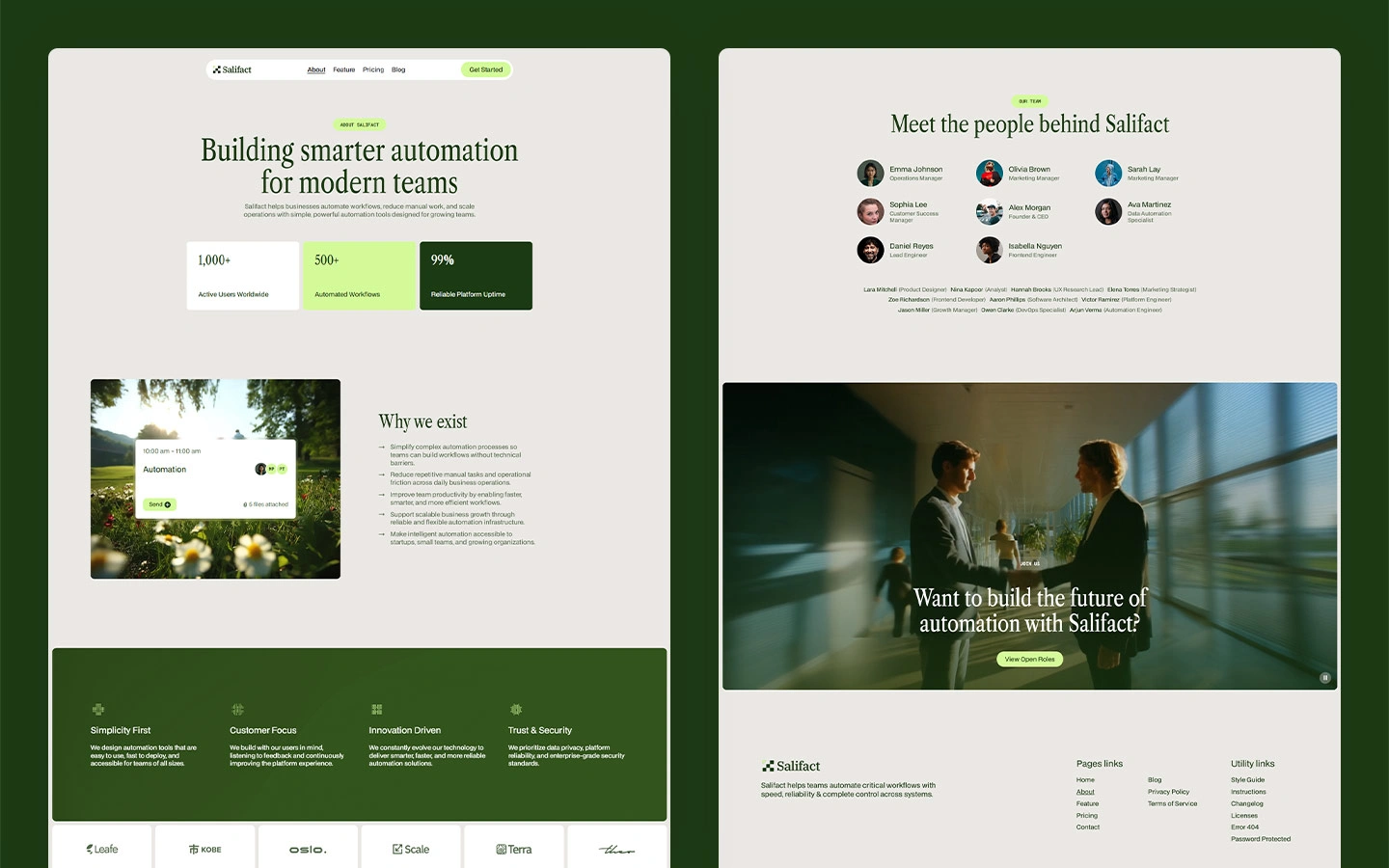 operations automation website template