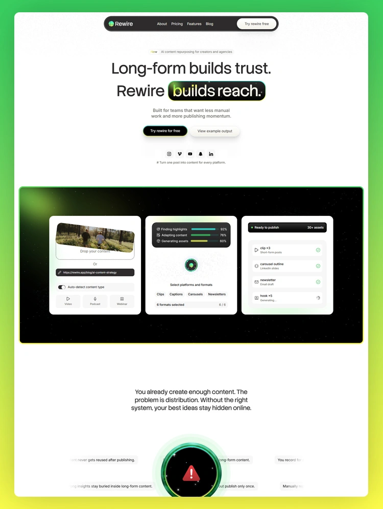 AI content repurposing website template